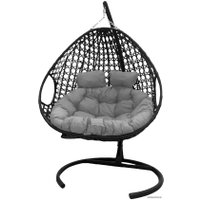 Подвесное кресло M-Group Для двоих Люкс 11510409 (черный ротанг/серая подушка)