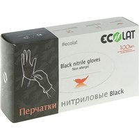 Нитриловые перчатки Ecolat Нитриловые CH (XL, 100 шт, черный)