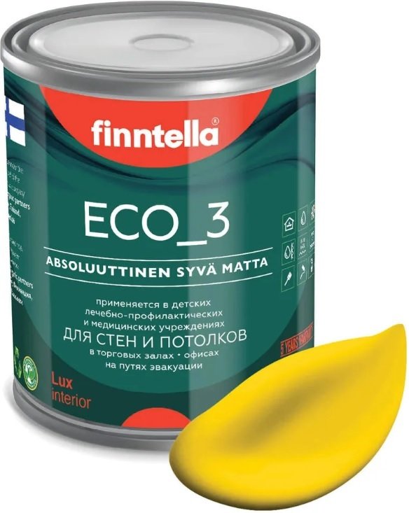 

Краска Finntella Eco 3 Wash and Clean Keltainen F-08-1-1-FL129 0.9 л (желтый)