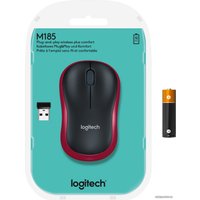 Мышь Logitech M185 (черный/красный)