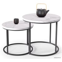 Журнальный столик Halmar Oreo (2 шт, белый мрамор/черный)