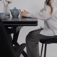 Кухонный стол Lepremo AV 2111 МДФ+керамика раздвижной 1200-1800x800 (черный матовый Shakespeare/черный)