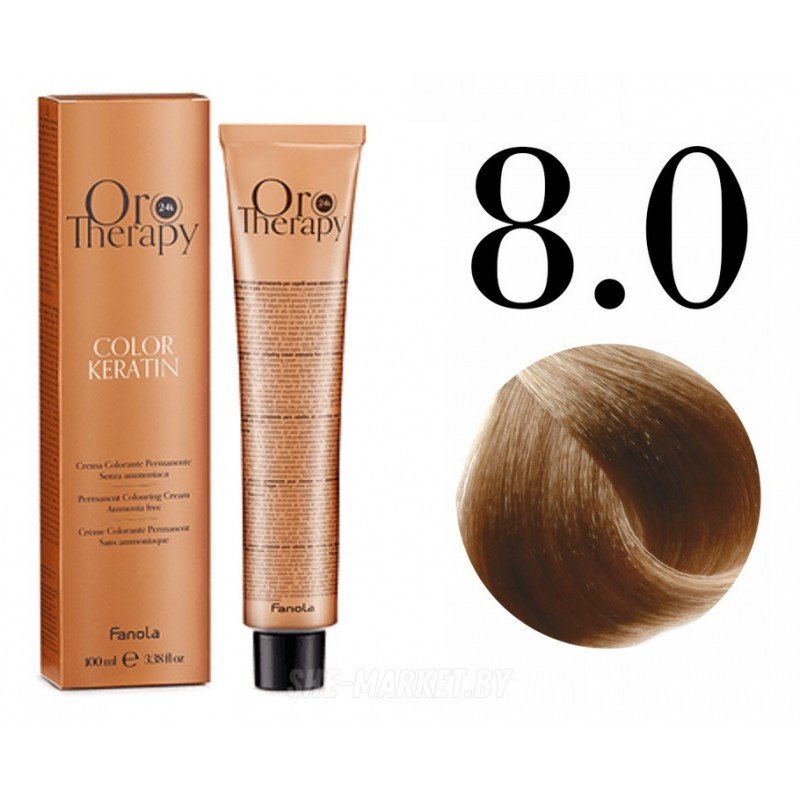 

Крем-краска Fanola ORO Therapy Color Keratin 8.0 светлый блонд 100 мл