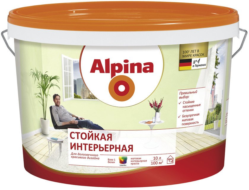 

Краска Alpina Стойкая интерьерная (База 1, 5 л)