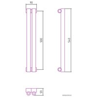 Стальной трубчатый радиатор Сунержа Эстет-0 500х90 2 секции (белый)