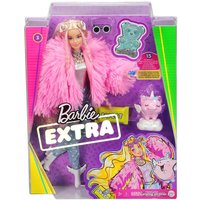Кукла Barbie Extra Doll 3 in Pink Coat with Pet Unicorn-Pig GRN28