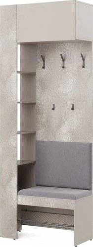 Стенка Алисия Сольера мод.1 (ЛДСП Мунлайт/ЛДСП Велюр/Ткань Light Grey)