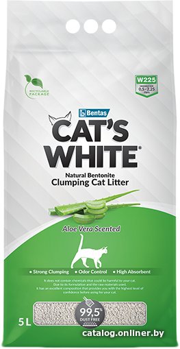 Наполнитель для туалета Cat's White Aloe Vera Scented 5 л