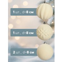 Елочная игрушка Зимнее волшебство Бархатный зной 10514184 (4шт, белый)