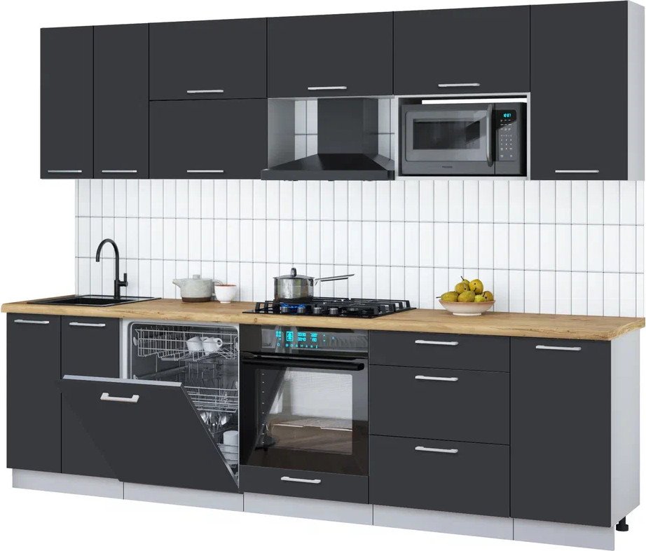 

Готовая кухня Интерлиния Мила Gloss 2.8-ПМ2 (пепел/пепел/дуб бунратти)