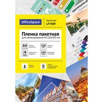 Пленка для ламинирования OfficeSpace А4 100 мкм 100 шт LF7089 (глянцевый, прозрачный)