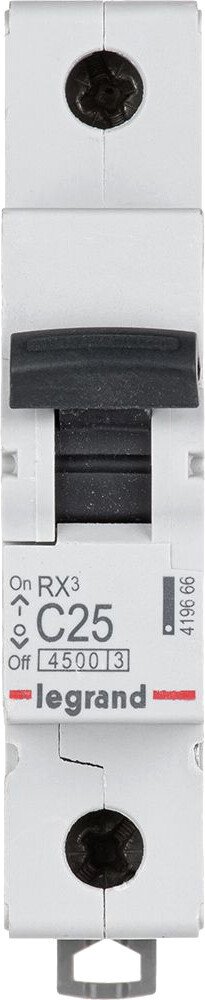 

Выключатель автоматический Legrand RX3 1P C 25A 4.5кА 1M 419666