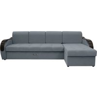 Угловой диван Сириус Лидер-6 с оттоманкой ППУ 300x165 (Eva 32 велюр серый)