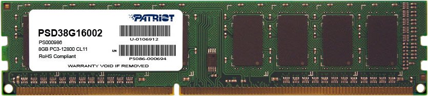 

Оперативная память Patriot Signature 8GB DDR3 PC3-12800 (PSD38G16002)