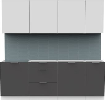 Готовая кухня Интермебель Микс Топ-7 2.2м без столешницы (белый премиум/графит серый)
