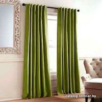 Комплект штор ИП Романович Е.Ю. Бархат на ленте 2x2.5 м (оливка, 2 шт)
