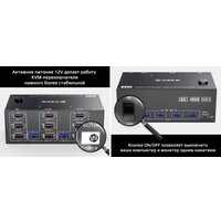 KVM переключатель USBTOP 2х3 HDMI/DisplayPort 8K USB3.0