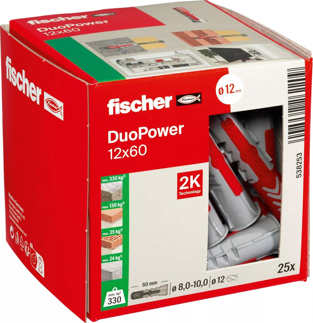 

Дюбель универсальный Fischer DuoPower 12 x 60 538253 (25 шт)