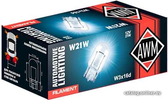 Лампа накаливания AWM W21W 12V 21W W3X16D 1шт