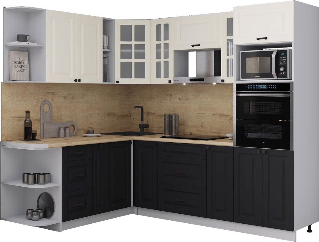 

Готовая кухня Интерлиния Мила Деко 1.88x2.4 LV (черный/белый/дуб бунратти)