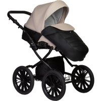 Универсальная коляска Indigo Mio ECO Plus 14" (2 в 1, 05/черная кожа+светло-бежевая кожа)