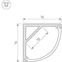 Алюминиевый профиль Arlight ARH-KANT-H16-2000 ANOD 016178