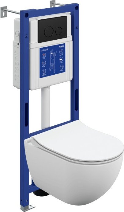 

Унитаз подвесной Cersanit Brasko Smart DPL EO Slim + Aqua 40 Smart M 69333 (с кнопкой Twins черный матовый)