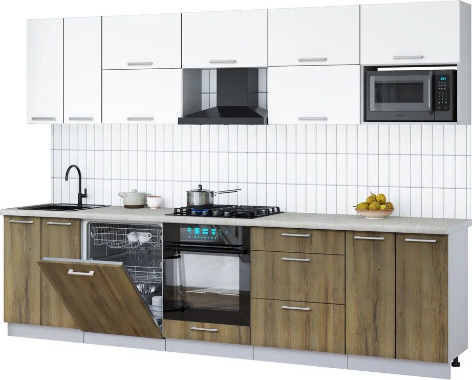 

Готовая кухня Интерлиния Мила Gloss 3.0-ПМ2 (дуб вотан/белый/опал светлый)