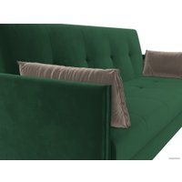 Диван Лига диванов Лига-018 117842 (велюр зеленый/подушки коричневый)