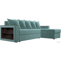 Угловой диван Лига диванов Дубай лайт правый 114149 (велюр бирюзовый)