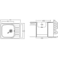 Кухонная мойка Ukinox Гранд GRP650.500-GT8K 2L