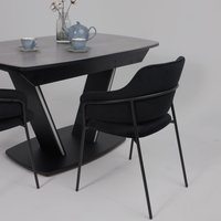 Кухонный стол Аврора Дрезден 1300-1615x800 (камень серый Greys grey/черный)