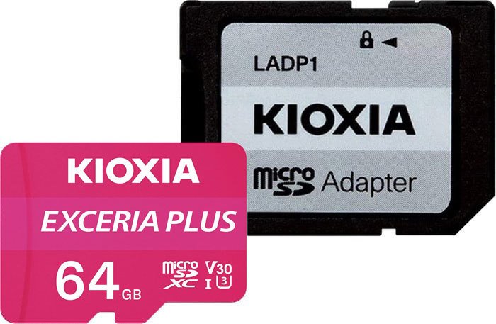 

Карта памяти Kioxia Exceria Plus microSDXC LMPL1M064GG2 64GB (с адаптером)