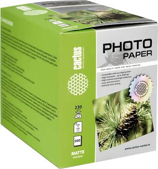 

Фотобумага CACTUS Матовая 10х15 200 г/кв.м. 500 листов(CS-MA6200500)