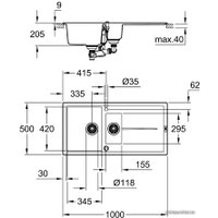 Кухонная мойка Grohe K400 60-C 100/50 1.5 31642AT0 (серый гранит)