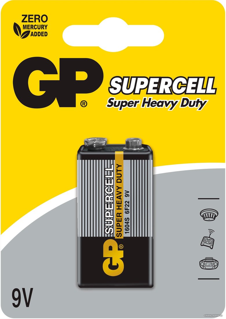 Батарейка GP Supercell 9V 6F22/1604S-2UE1