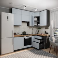 Готовая кухня ВерсоМебель Эко Премиум 1.2x2.2 правая (сумеречный голубой/ст. дуб вотан) в Борисове