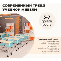 Ученический стол Sheffilton SHT-T-TN30 г5-7 (двухм. береза/алюминиевый металлик/голубой)