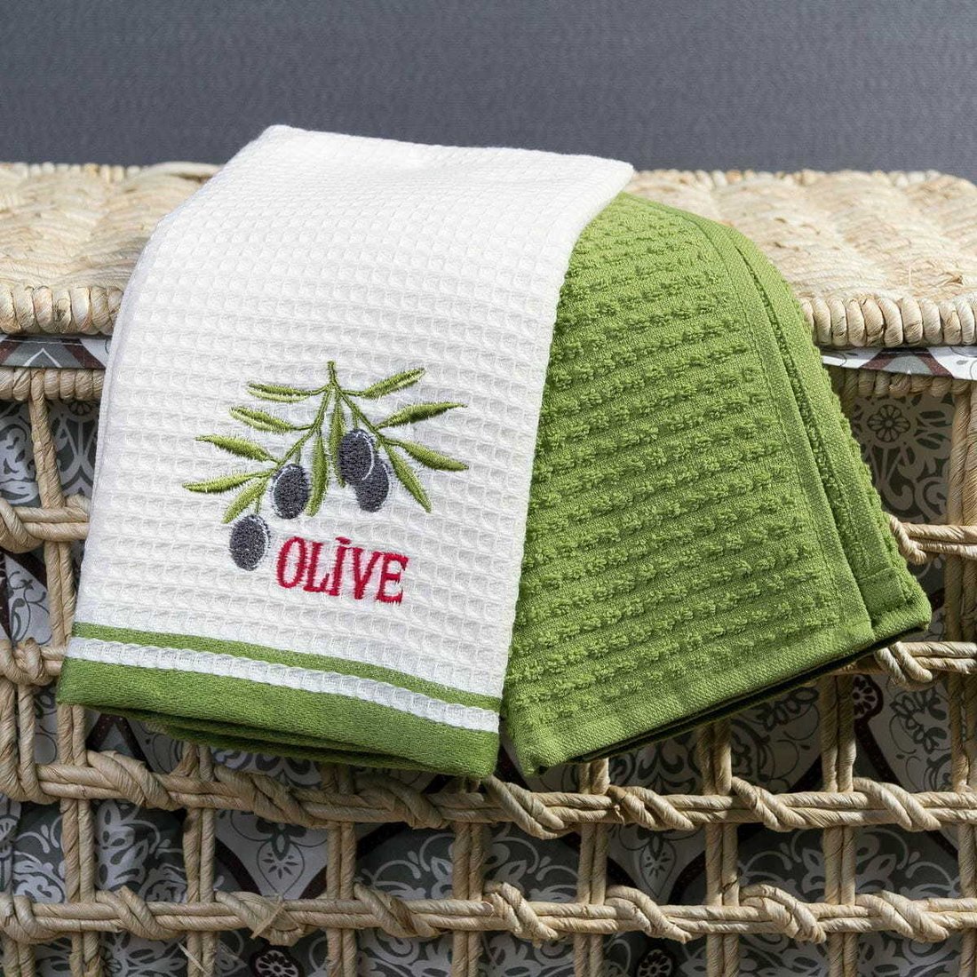 

Набор полотенец Arya Olive A 40x60 2 шт (экрю/зеленым)