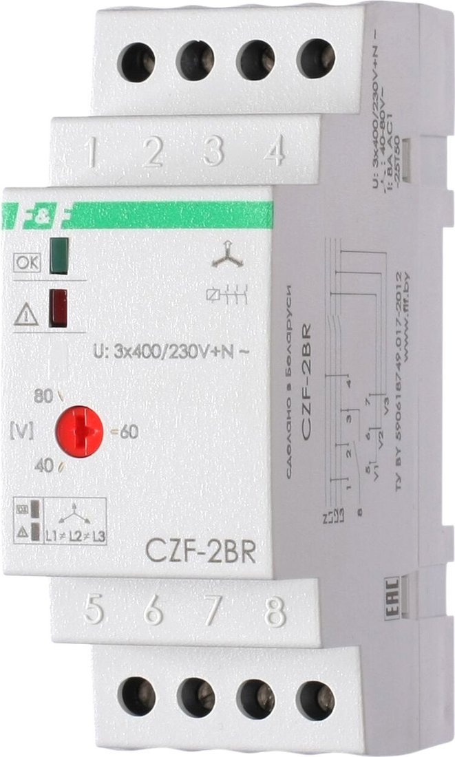 

Реле контроля фаз Евроавтоматика F&F CZF-2BR EA04.003.003