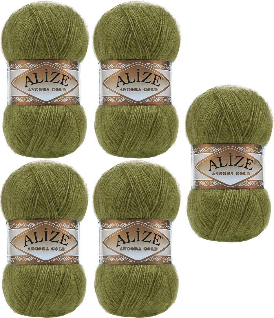 

Набор пряжи для вязания Alize Angora Gold 758 (550 м, оливковый, 5 мотков)