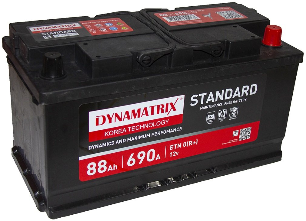 

Автомобильный аккумулятор Dynamatrix Standard R+ 690A (88 А·ч)