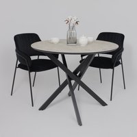 Кухонный стол Аврора Мехико 3Д D950 (мрамор светлый/черный матовый)