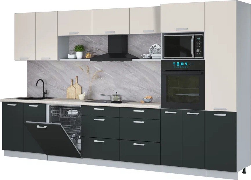 

Готовая кухня Интерлиния Мила Лайт 3.6-ПМ1 (персидский жемчуг/антрацит/травертин серый)