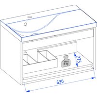  Lauter Тумба под умывальник Eva 69 (белый глянец, ручка из матовой стали)