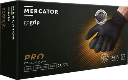 

Нитриловые перчатки Mercator GoGrip защитные (L, 50 шт, черный)