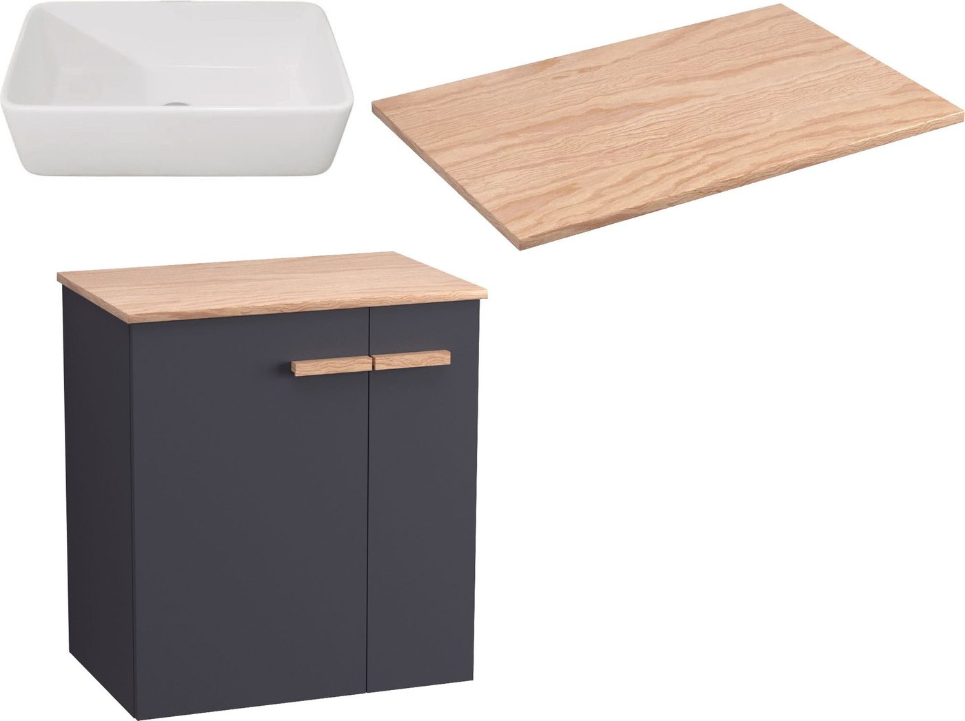 

Lauter Комплект мебели для ванной Adri тумба, столешница, раковина 21674A (59 см, антрацит)