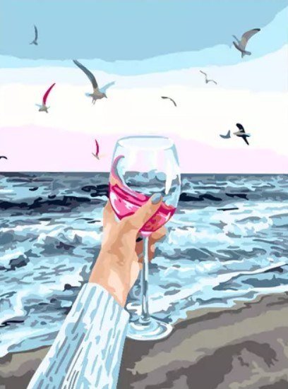 

Картина по номерам PaintLine С бокалом у моря PL-00314