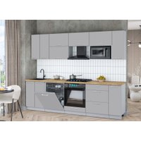 Готовая кухня Интерлиния Мила Gloss 2.7-ПМ2 (грей/грей/дуб бунратти)