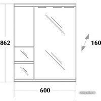  Onika Шкаф с зеркалом Элита 60.02 правый (оливковый) [206022]
